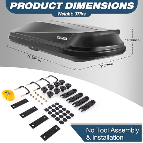 White Rooftop Cargo Box Carrier 21 Cubic Feet Dual Side Opening Waterproof Y6692