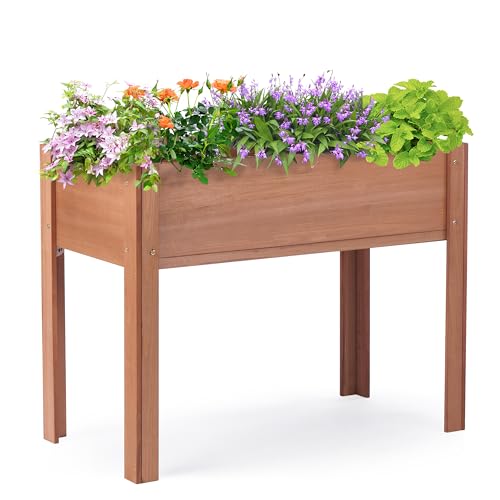 Raised Garden Bed with Legs 40x20x31 Outdoor Wood Planter Box N314255