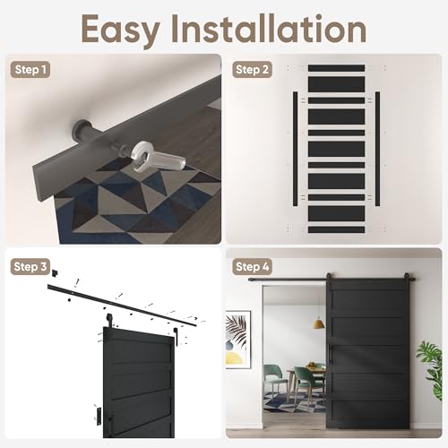 JUBEST 36" x 84" Sliding Barn Door Kit with Hardware, Black R91690