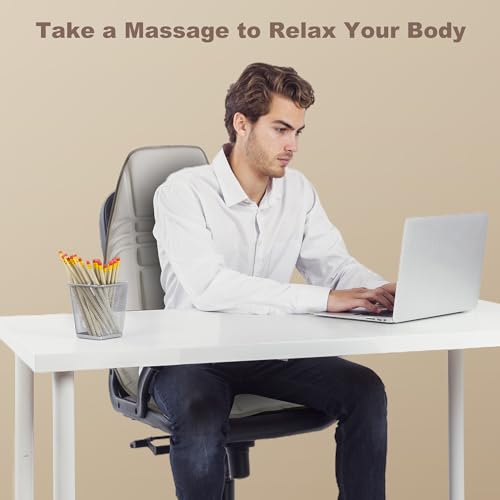 Vibration Back Massager with Heat for Chair, Beige D49776