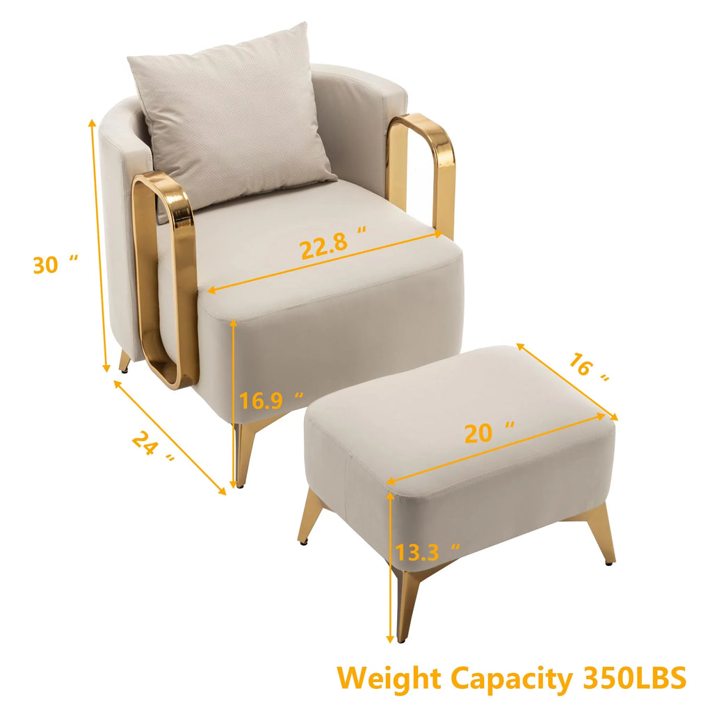 Apeaka Accent Chair with Ottoman, Velvet Upholstered G591