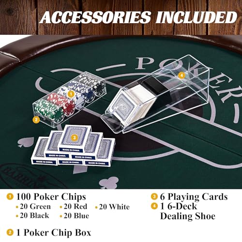 Barrington Folding Poker Table with Padded Rail and Felt Playing Surface D15193