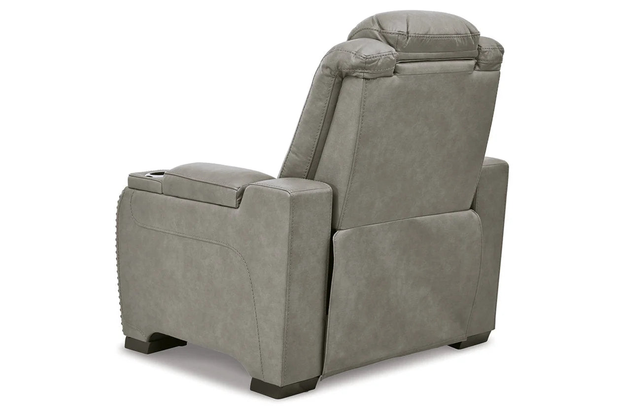 Signature Design by Ashley Man-Den Leather Power Recliner Gray G67279