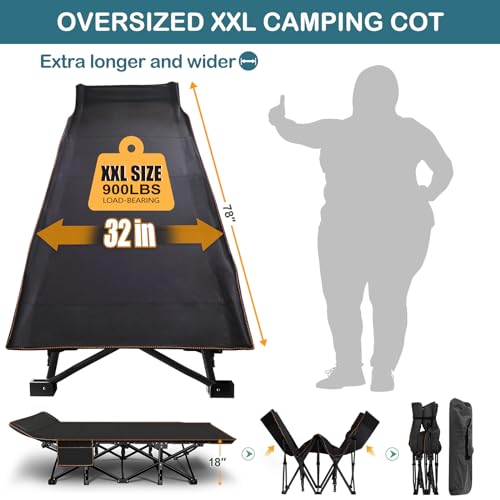 NAIZEA Folding Camping Cot for Adults, Adjustable Reclining Chair N72576