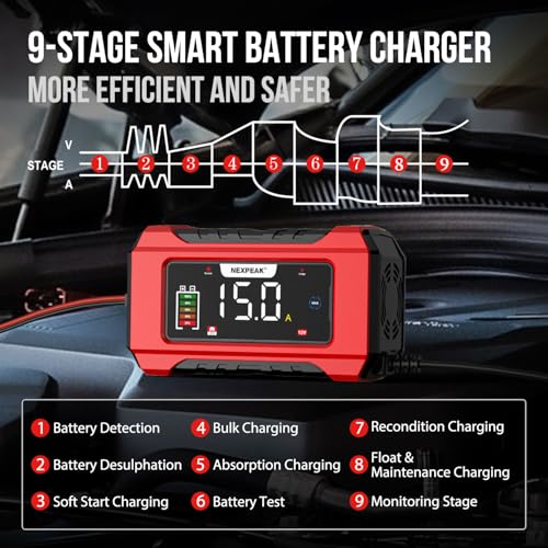 NEXPEAK NC215 15-Amp 12V 24V LiFePO4 Lead Acid Battery Charger Z840634