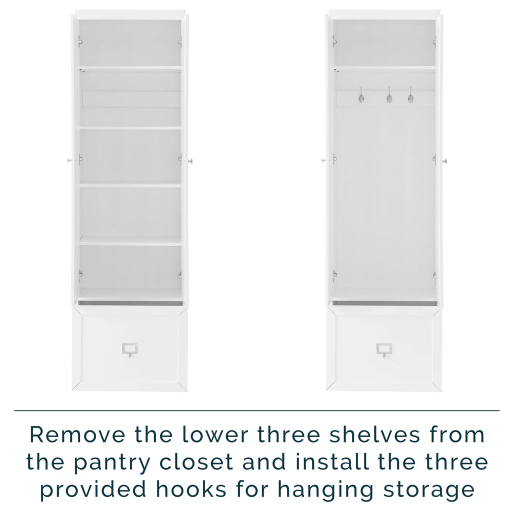 Crosley Furniture Harper Wood Convertible Pantry Closet White M28437