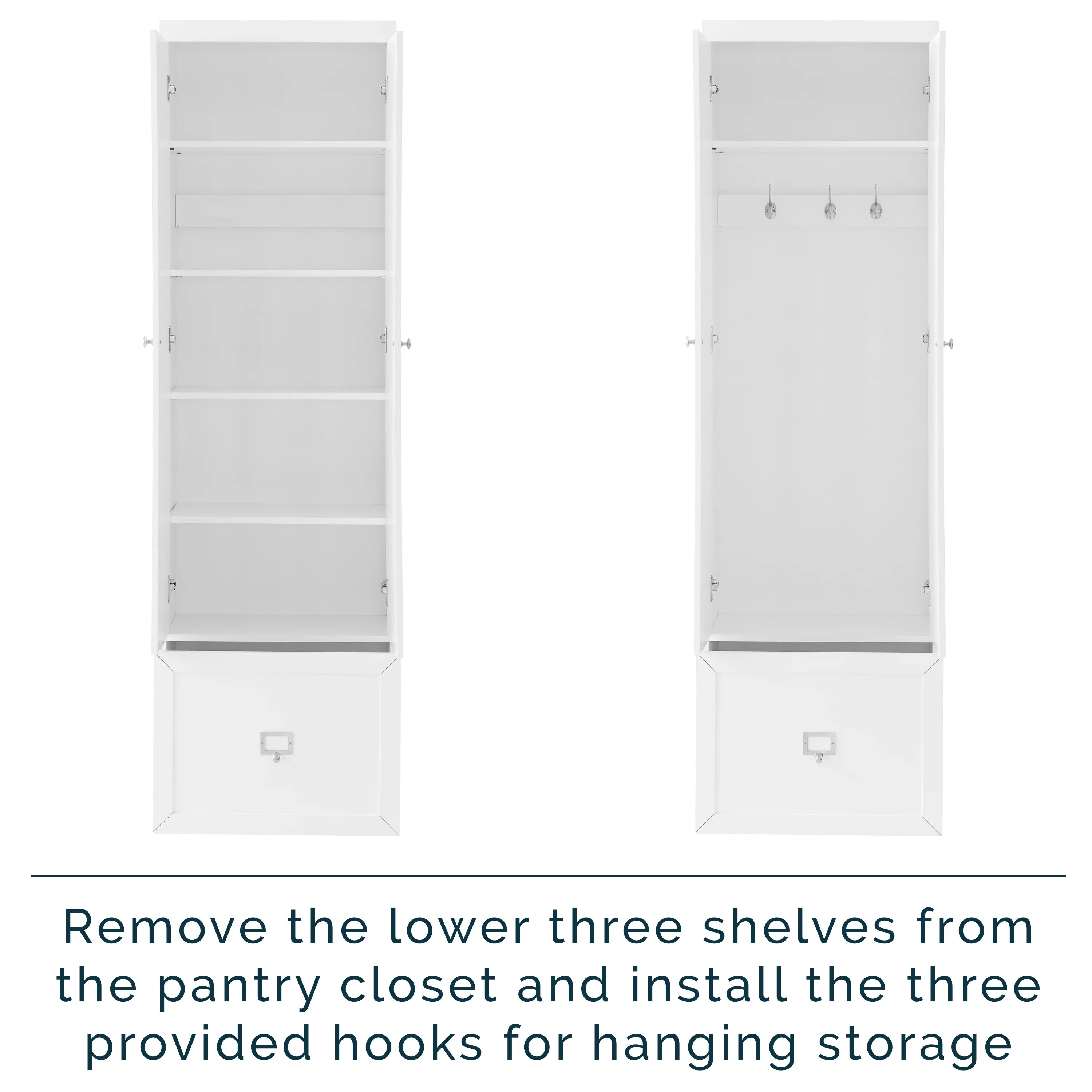 Crosley Furniture Harper Wood Convertible Pantry Closet White M28437