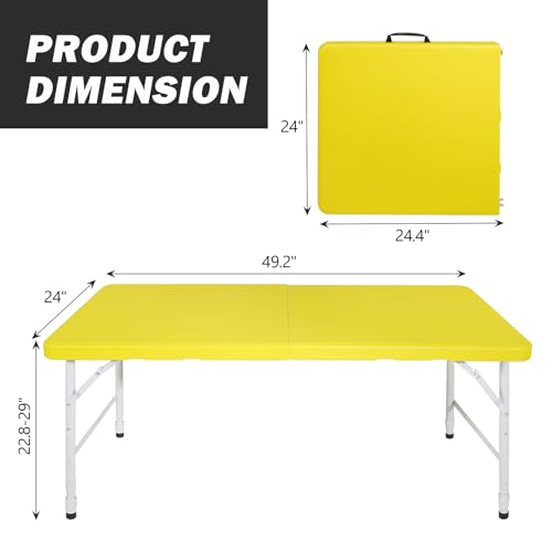 Portable Plastic Folding Table 4ft Heavy Duty Indoor Outdoor Y145657
