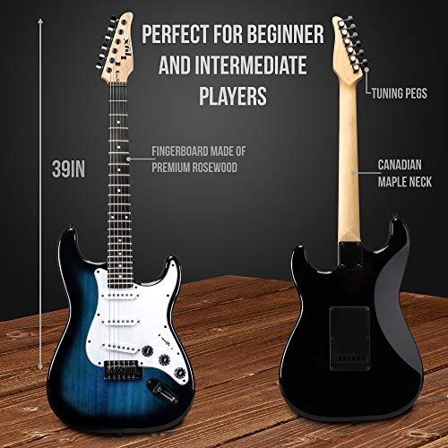 LyxPro Electric Guitar 39" Beginner Starter Kit with 20W Amp, Black B69338