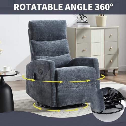 Massage Chair Recliner with Heat, Swivel Rocking, High Back Fabric Black V2333