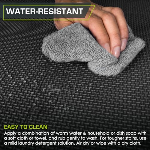 ProsourceFit Extra Thick Puzzle Exercise Mat, EVA Foam Interlocking Tiles, Black, 3/4 inch, 24 Tiles Y76691