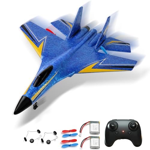 Remote Control Airplane 2 Channel Foam RC Glider for Kids Beginners Blue G3553