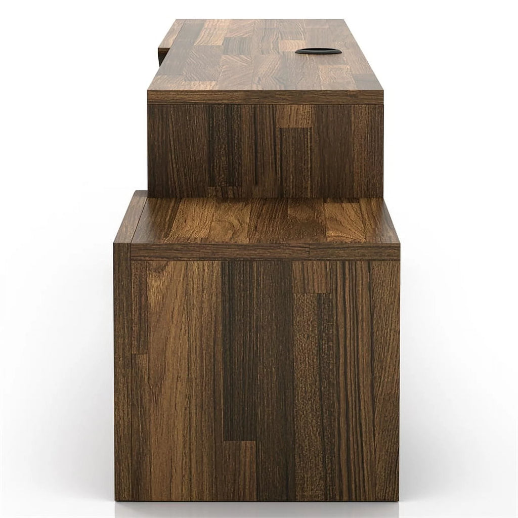 Furniture of America Hart Wood 2-Shelf Floating TV Console Brown Hickory K675