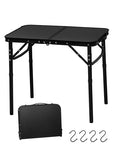 LOFTEY 2024 Reinforced Small Folding Table Portable, Small Foldable Camping Table, Heavy-Duty Mini Folding | Adjustable Height | Lightweight Premium Aluminum with Handle | Black 25"x16"x22"