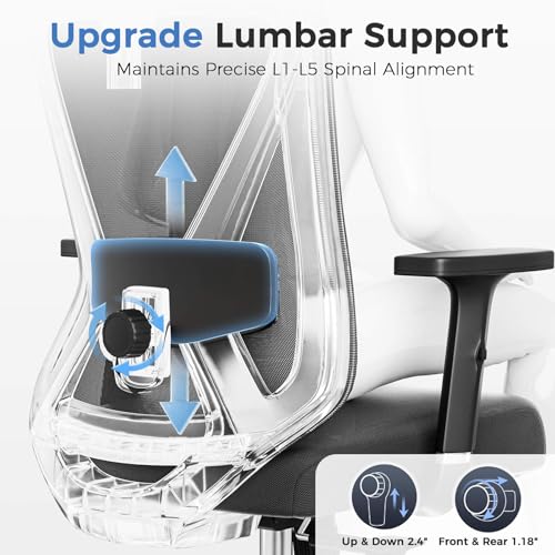 COMHOMA Ergonomic Big and Tall Gaming Chair 350 LBS with Lumbar Support, Black O381