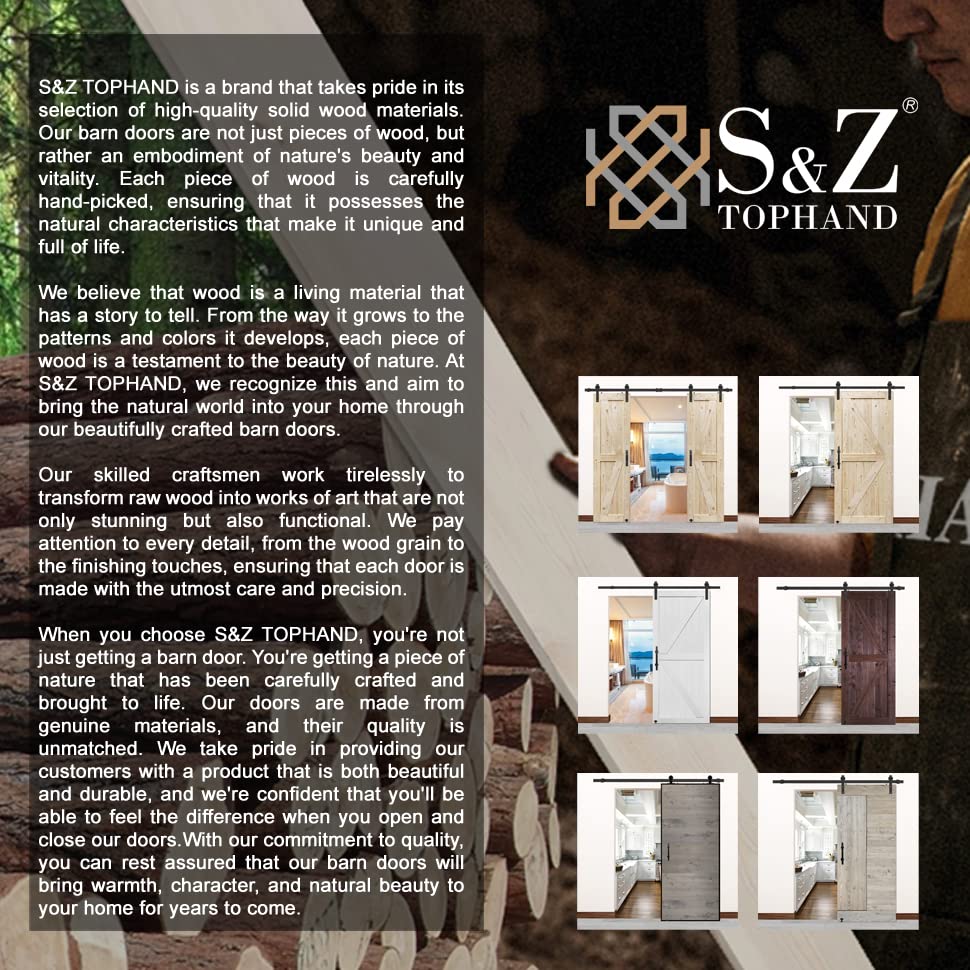 S&Z TOPHAND® 20 in x 84 in Elephant Gray British Brace Knotty Barn Door with 4FT Sliding Hardware Kit G149446