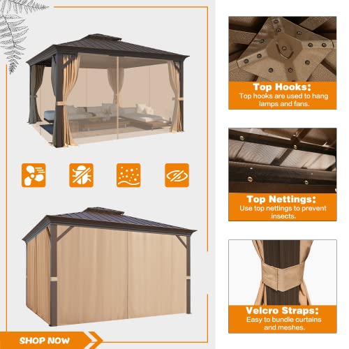 EROMMY 14'x20' Hardtop Gazebo Double Roof Galvanized Steel Outdoor Pavilion G3084