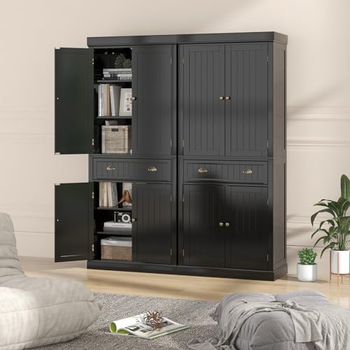 Tangkula 72" Tall Kitchen Pantry Cabinet with 2 Cabinets and Drawer X61390