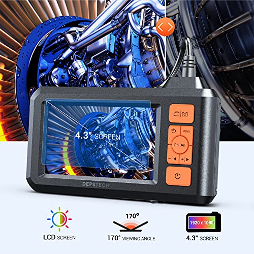 DEPSTECH Dual Lens Industrial Endoscope 1080P Inspection Camera with 4.3" LCD Screen D9013