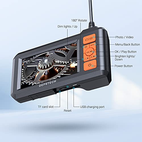 DEPSTECH Dual Lens Industrial Endoscope 1080P Inspection Camera with 4.3" LCD Screen D9013