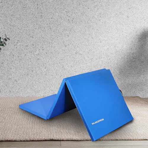 BalanceFrom Folding Gymnastics Mat, Thick Yoga & Workout Pad, Blue S867369