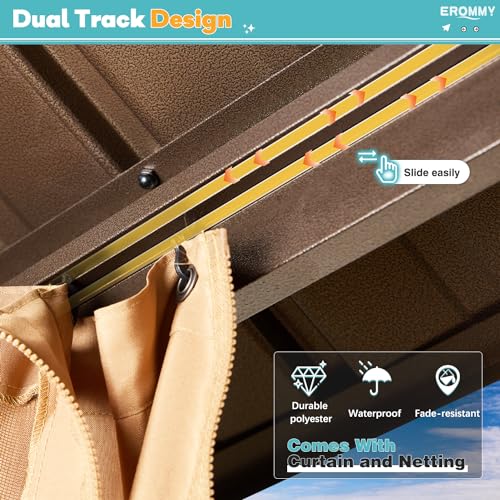 EROMMY 14'x20' Hardtop Gazebo Double Roof Galvanized Steel Outdoor Pavilion G3084