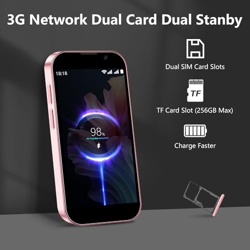 Mini Phone 4G Unlocked Small Smartphone 3.0" Touch Screen Dual SIM 2GB+16GB Black P776944