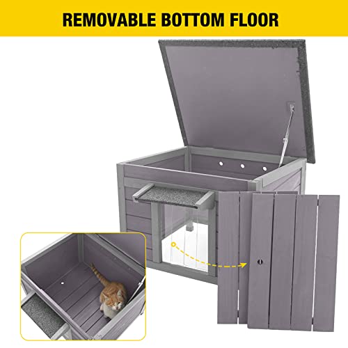 Aivituvin Cat House Outdoor Indoor Insulated Shelter with Escape Door R3178
