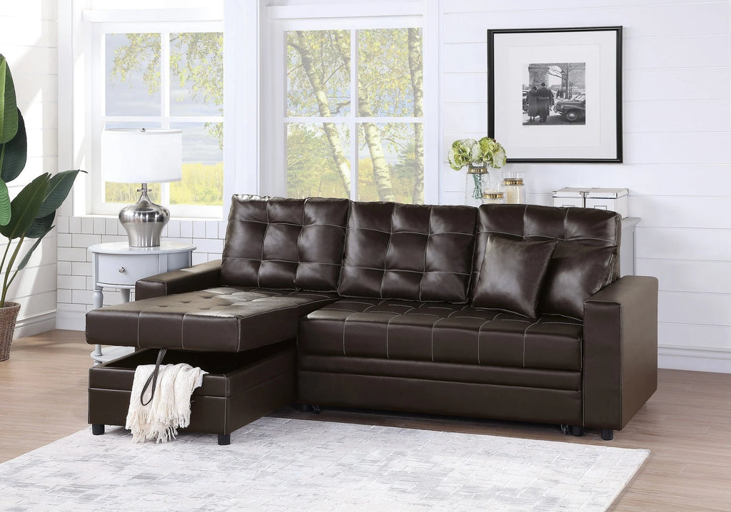 Amir Convertible Sectional Sofa Bed with Storage - Espresso L179
