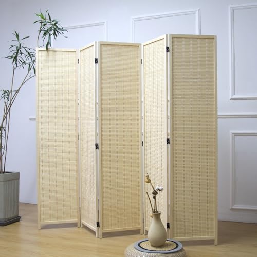Bamboo Room Divider 6 Panel Folding Screen 67"H x 92.1"W X2437