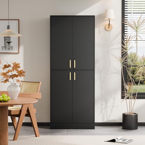 Cozy Castle 71" Tall Kitchen Pantry Cabinet with Doors and Shelves, Gray R70739