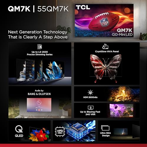 TCL 55-Inch Class QM7K Series QD-Mini LED 4K UHD Google Smart TV S7338