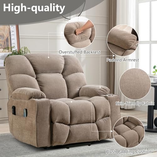 CANMOV Oversized Power Lift Recliner Chair for Elderly, Dual Motor, Brown C110