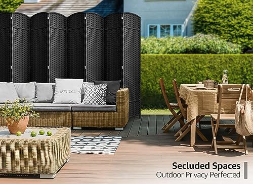 Sorbus 8-Panel Black Room Divider, 6 ft Tall Folding Privacy Screen T242