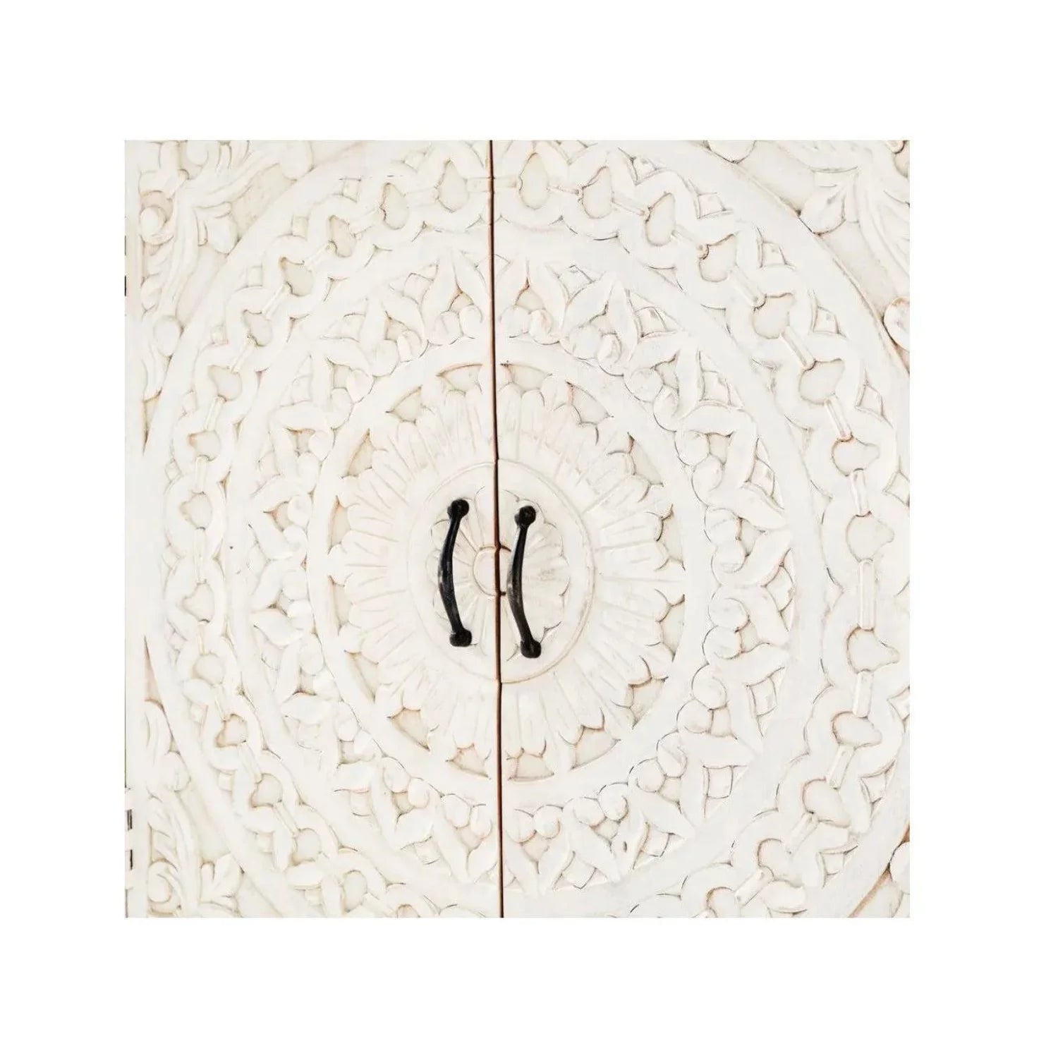 Carved Whitewash Farmhouse Cabinet V5113