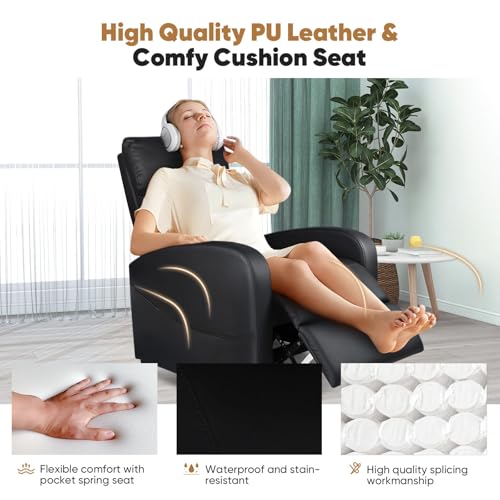 DUMOS Recliner Chair for Adults, Massage, Adjustable, Grey Linen N58266