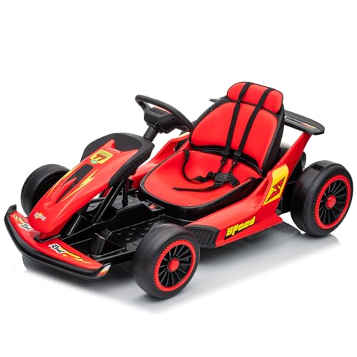 24V Electric Go Kart for Kids with 400W Motors, EVA Tires, Rose Red N76721
