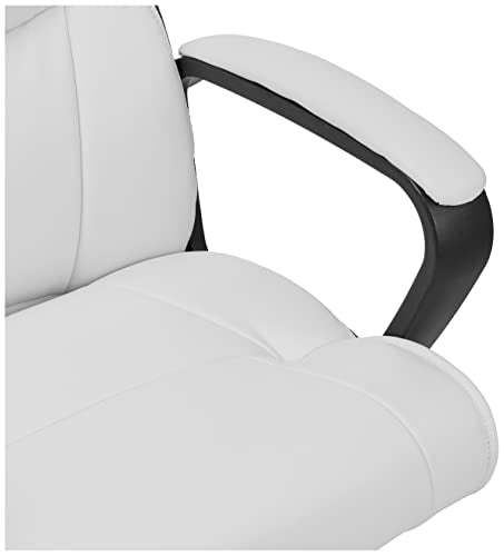 Amazon Basics Office Task Desk Chair with Padded Armrests, White Faux Leather W1292