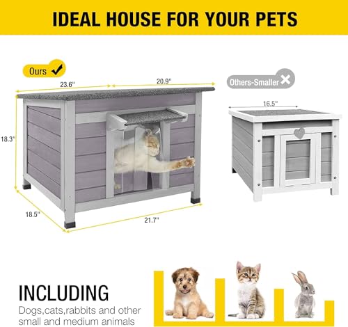Aivituvin Cat House Outdoor Indoor Insulated Shelter with Escape Door R3178