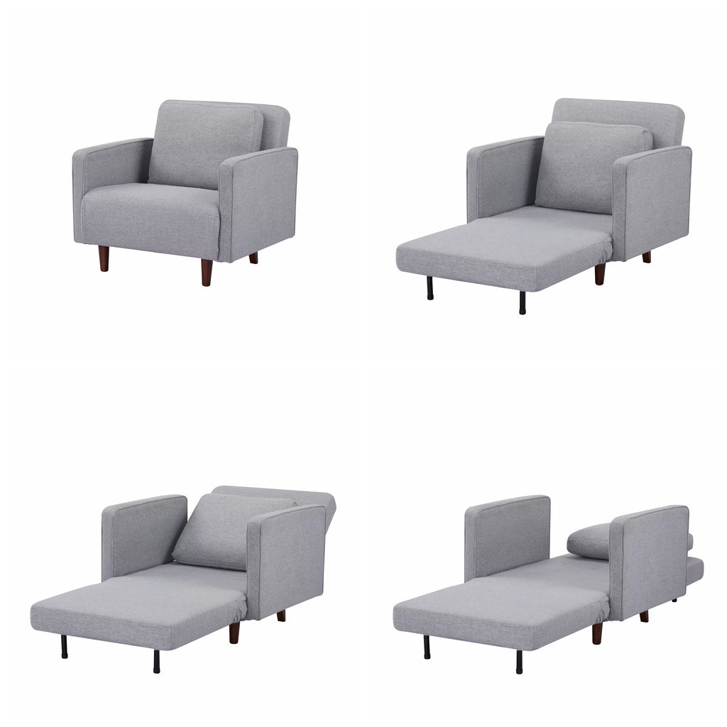 Artdeco Home Panama Polyester Convertible Futon Sofa Chair Light Gray N140
