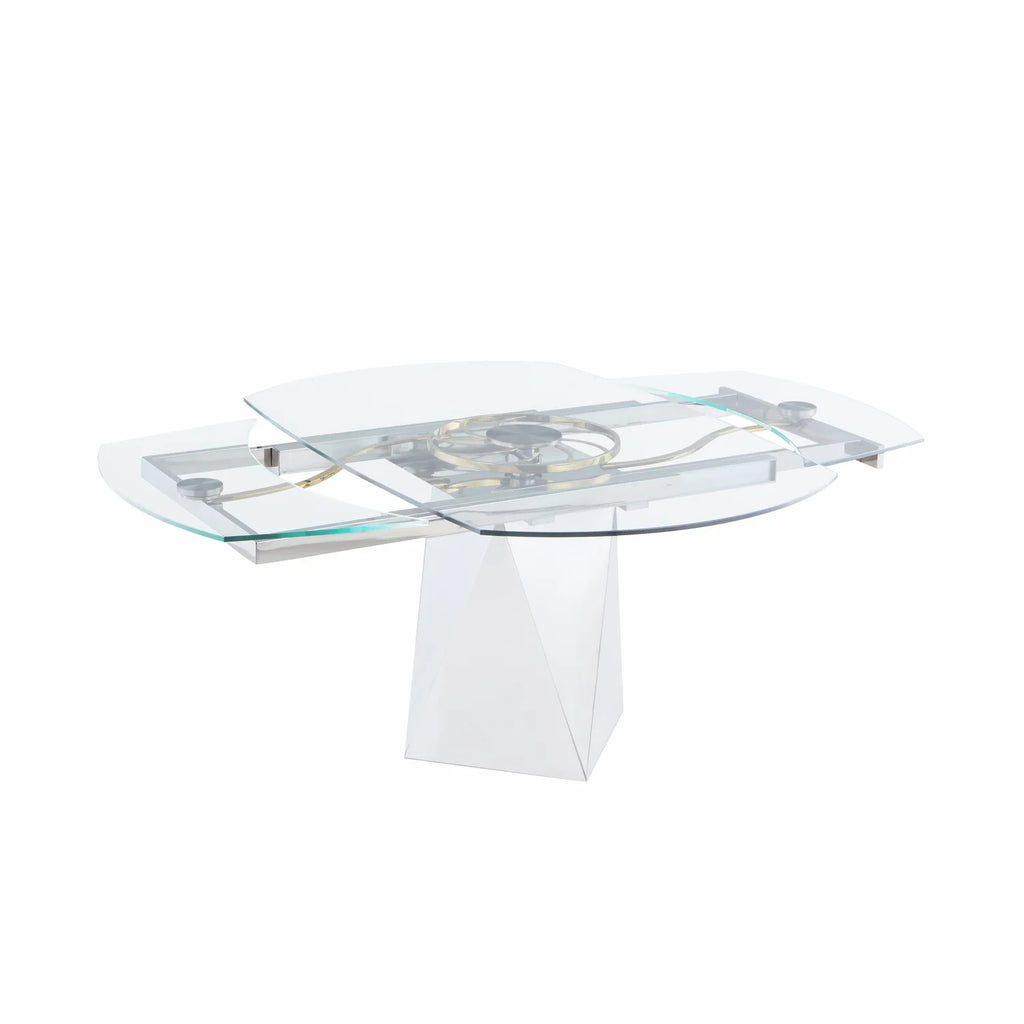 Milan Ariela 59" Steel and Glass Extendable Dining Table I46840