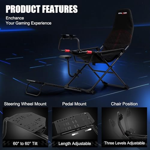 GTPLAYER Sim Racing Cockpit Foldable Adjustable for PC I544
