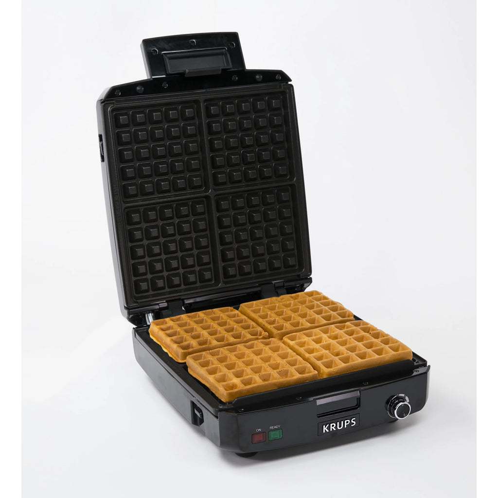 KRUPS Stainless Steel 4 Slice Belgian Waffle Maker with Removable Plates E3779