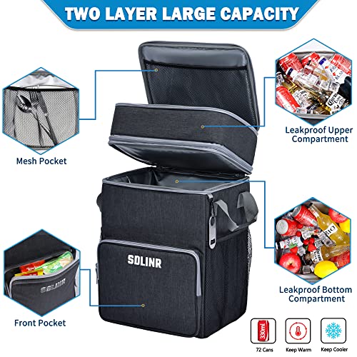 72-Can Rolling Cooler, Leakproof Insulated Bag with Wheels and Handle H114353