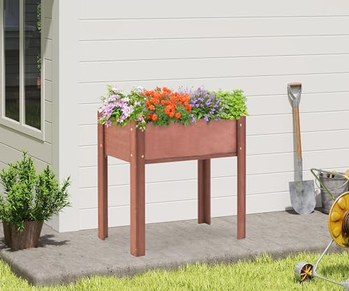 Raised Garden Bed with Legs 40x20x31 Outdoor Wood Planter Box N314255