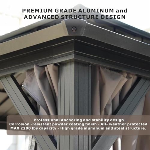 10'x12' Hardtop Gazebo with Galvanized Steel Roof and Privacy Curtains B7308