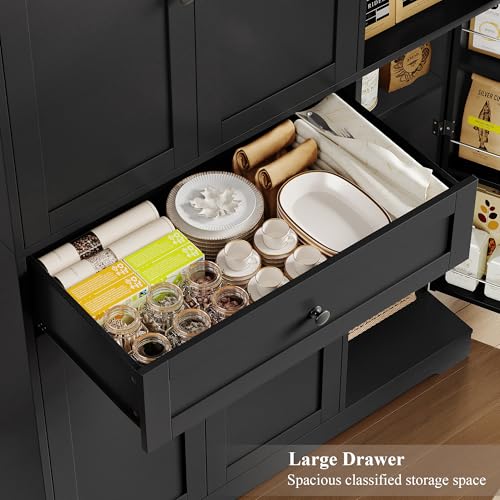 HOSTACK 68" Tall Kitchen Pantry Storage Cabinet with Doors and Shelves, White W23162