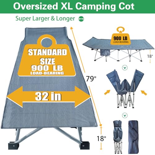 Camping Cot with Thick Pad, Folding Bed, Heavy Duty with Carry Bag I101