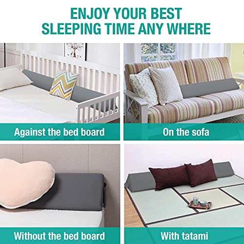 Vekkia King Bed Wedge Pillow for Headboard Mattress Gap Filler, Blue 76"x10"x6" C139495