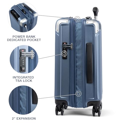 Travelpro Platinum Elite Hardside Expandable Carry-On Luggage, 8 Wheel Spinner, TSA Lock, 20-Inch X826544